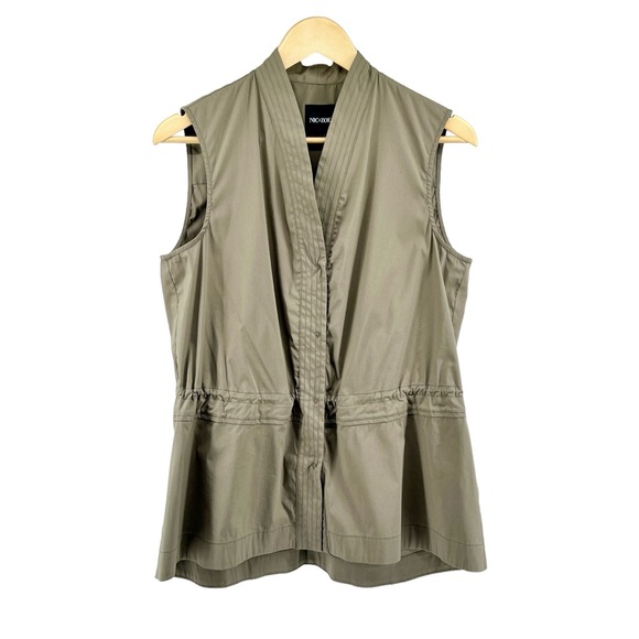 NIC+ZOE Womens Snap Button Up Vest Medium Adjustable Waist Army Green Stretch - Picture 2 of 16